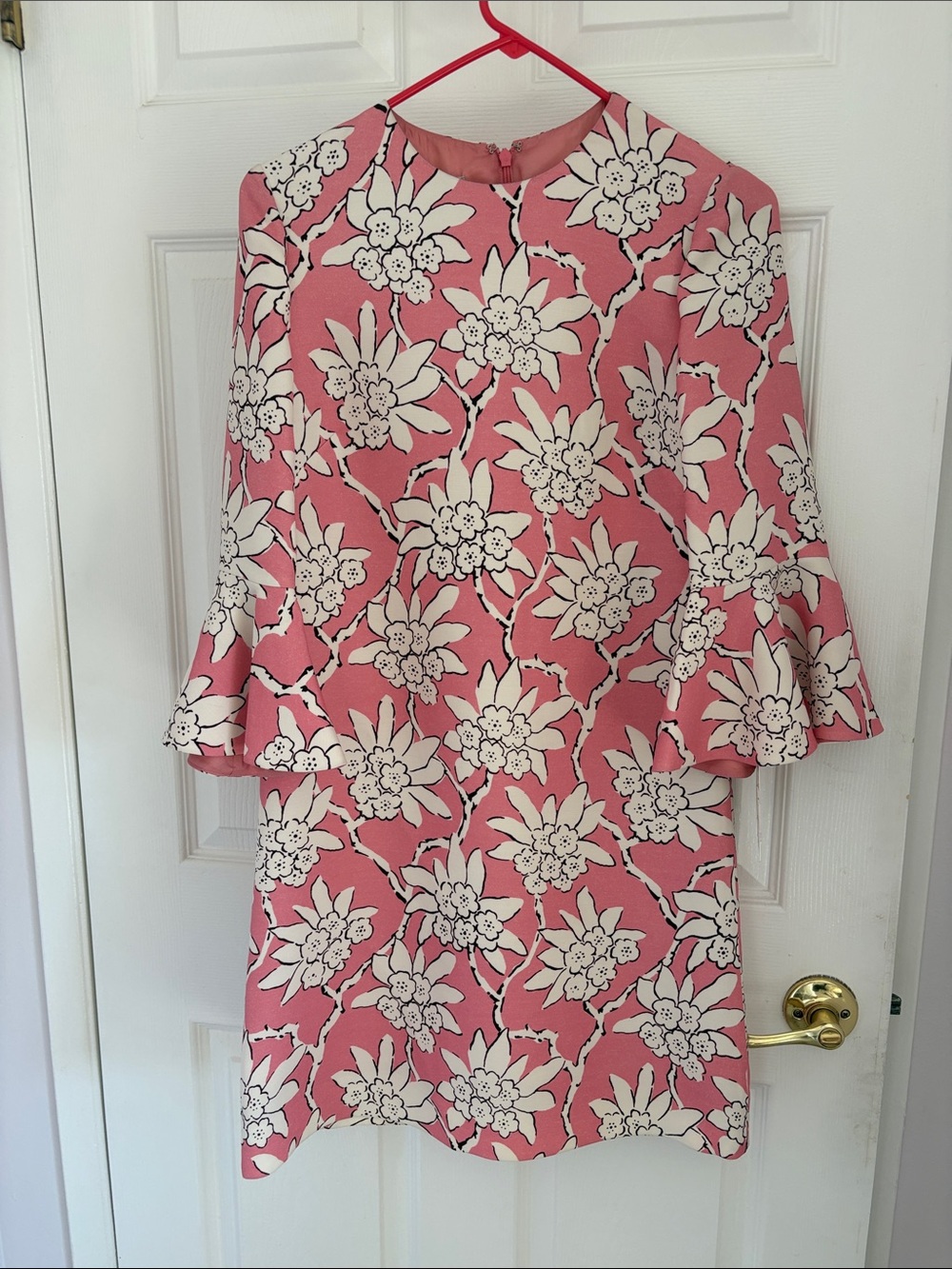 Valentino Pink & White Floral Bell-Sleeve Mini Dress